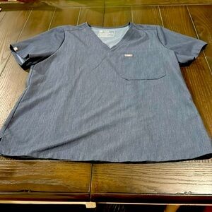 Figs denim one pocket scrub top